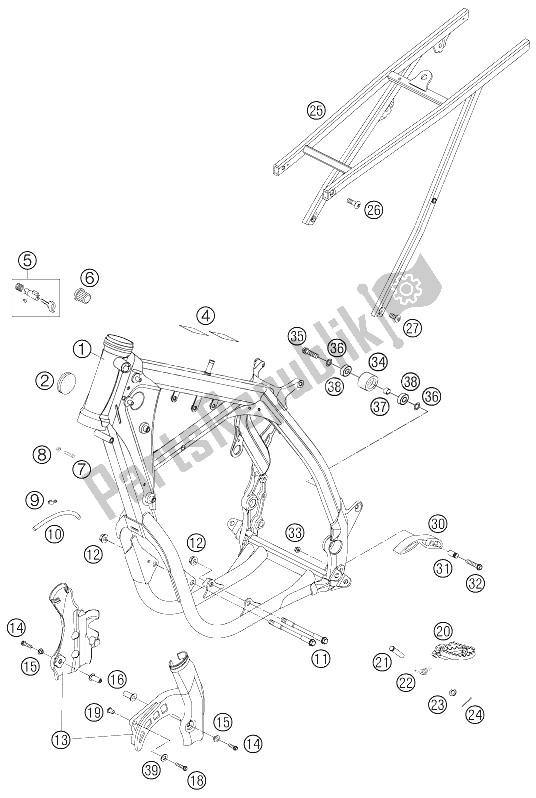 Alle onderdelen voor de Frame, Subframe van de KTM 525 XC Desert Racing Europe 2006