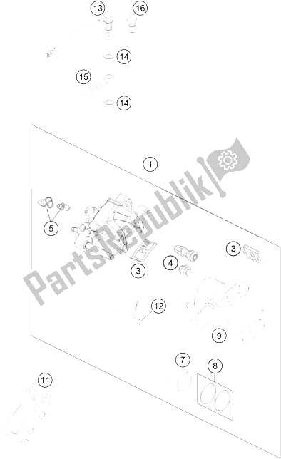 All parts for the Brake Caliper Rear of the KTM 450 Rally Factory Replica Europe 2015