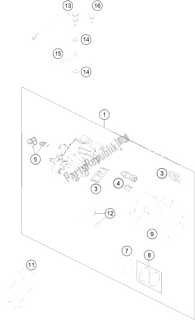 All parts for the Brake Caliper Rear of the KTM 450 Rally Factory Replica Europe 2016