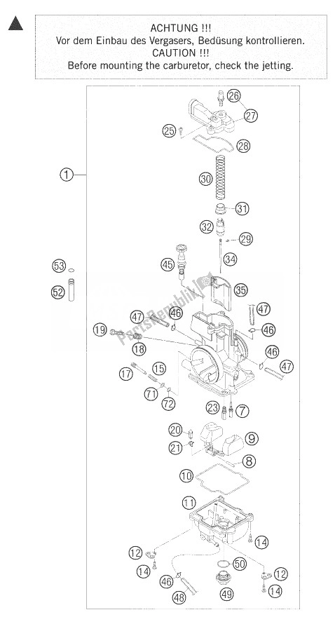 Toutes les pièces pour le Carburateur Keihin du KTM 300 XC W South Africa 2007