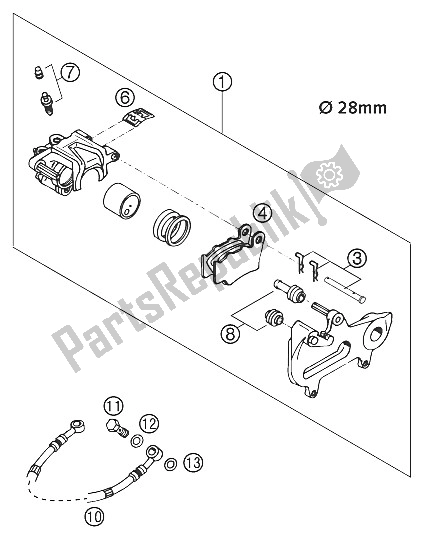 All parts for the Brake Caliper Rear Brembo 2001 of the KTM 125 EXC USA 2001