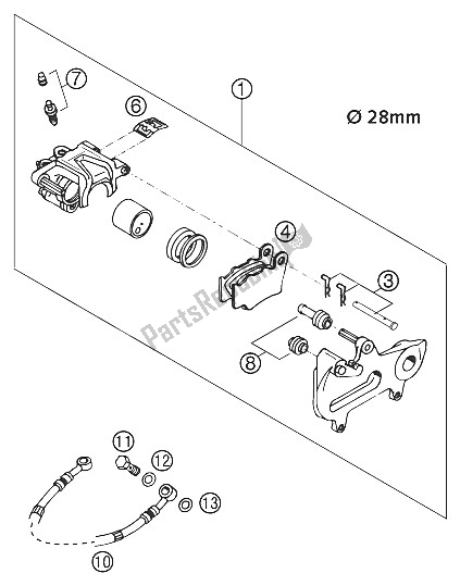 All parts for the Brake Caliper Rear Brembo 2001 of the KTM 300 EXC Europe 2002