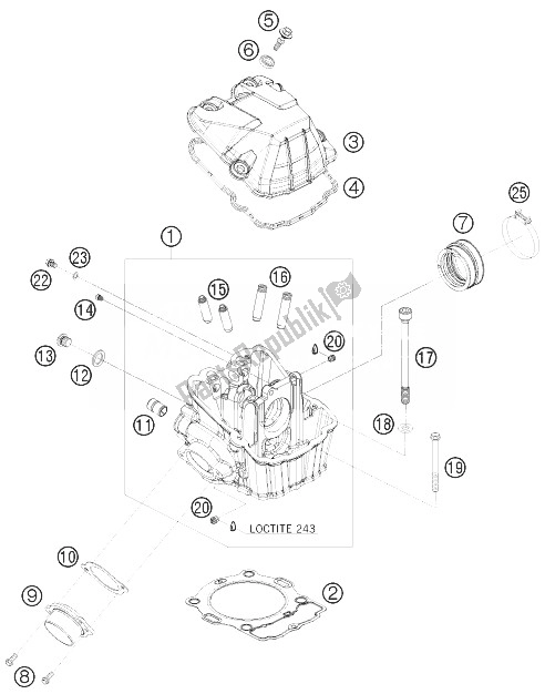 All parts for the Cylinder Head of the KTM 530 XC W South Africa 2010