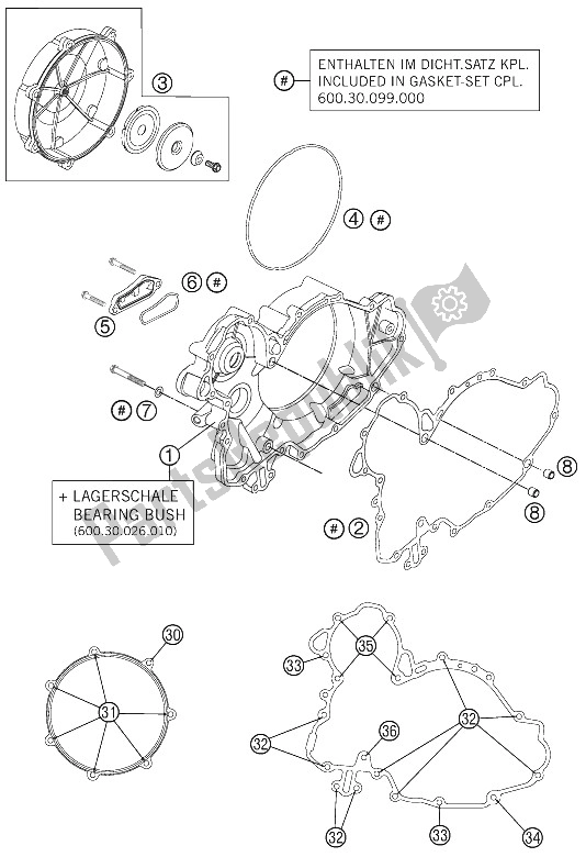 All parts for the Clutch Cover of the KTM 990 ADV White ABS Spec Edit Brazil 2011