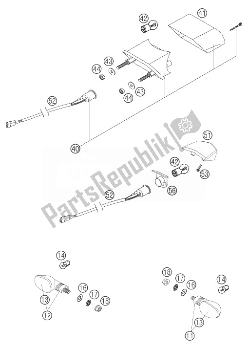 All parts for the Flasher, Backlight 125-300 of the KTM 125 EXC SIX Days Europe 2004