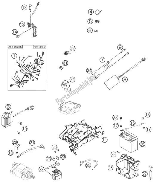 Tutte le parti per il Cablaggio Elettrico del KTM 250 SX F Europe 2013