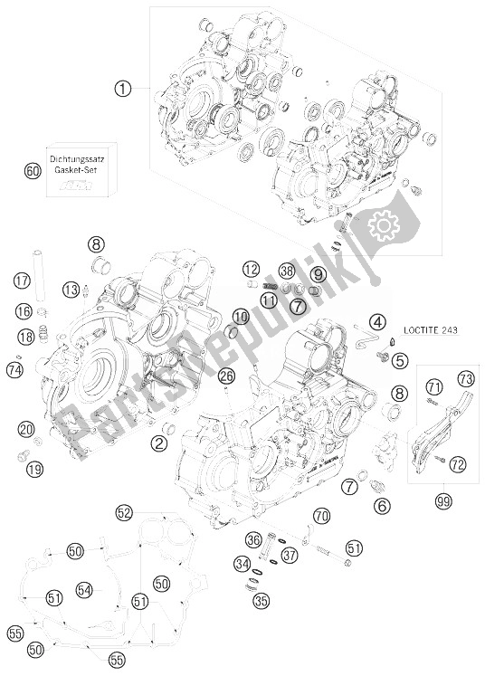 All parts for the Engine Case of the KTM 450 XC ATV Europe 2010