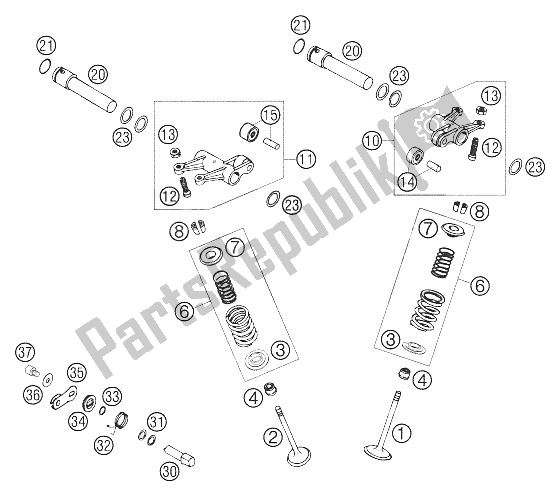 Toutes les pièces pour le Entraînement De Soupape du KTM 625 SMC Europe 2006