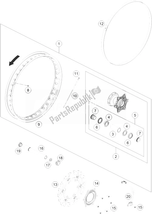 All parts for the Front Wheel of the KTM 690 Enduro R ABS Australia 2014