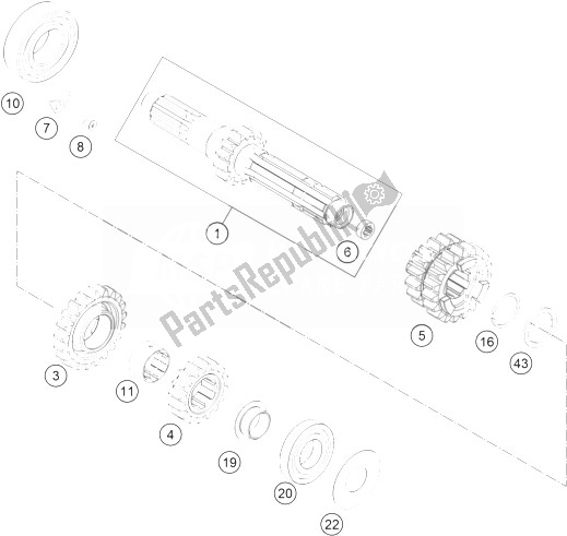 Todas las partes para Transmisión I - Eje Principal de KTM 250 SX F USA 2014