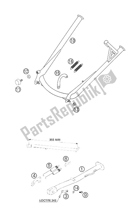 Tutte le parti per il Cavalletto Laterale E Centrale del KTM 400 LS E MIL Europe 2005