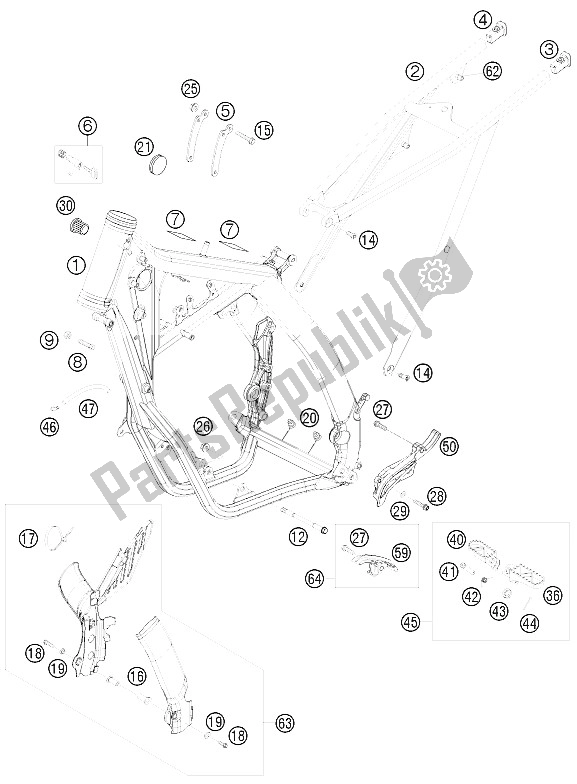 Todas las partes para Marco de KTM 125 EXC Europe 2009