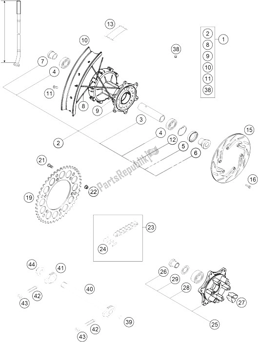 All parts for the Rear Wheel of the KTM 450 Rallye Factory Repl Europe 2005