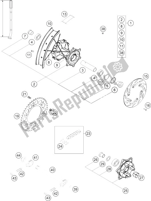 Toutes les pièces pour le Roue Arrière du KTM 660 Rallye Factory Repl Europe 2005