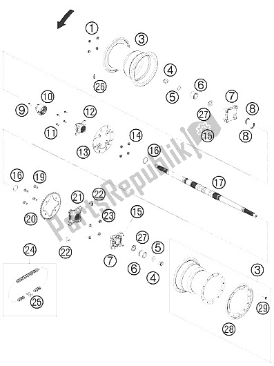 Todas las partes para Rueda Trasera de KTM 505 SX ATV Europe 2009