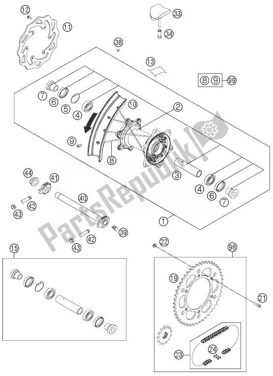 All parts for the Rear Wheel of the KTM 250 EXC F Europe 2014