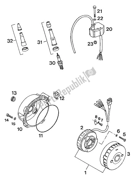Todas las partes para Sistema De Encendido 350-612 Lc4'93 de KTM 350 E XC 20 KW SUP COM Europe 1994