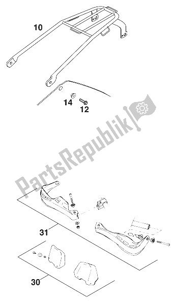 All parts for the Accessories 125-380 '99 of the KTM 200 EXC GS 8 KW Europe 2000