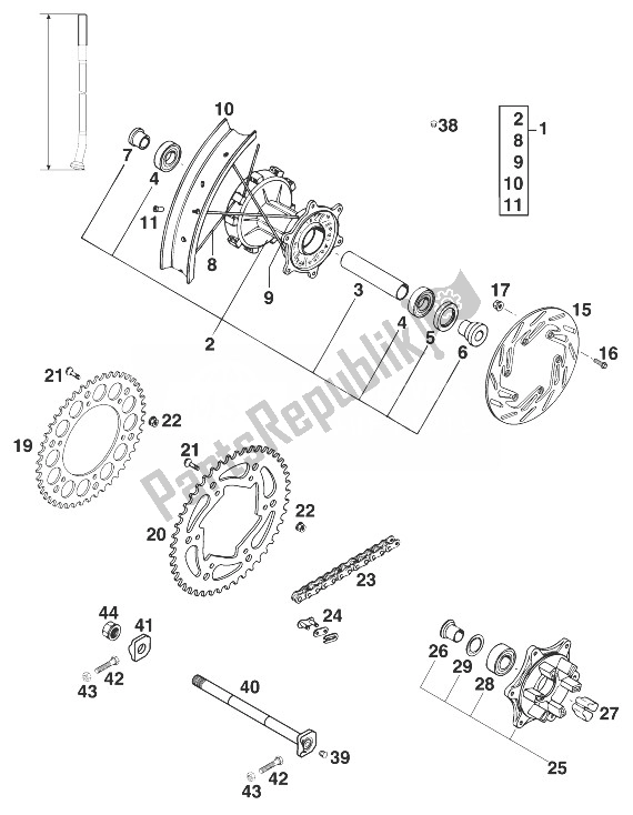 Todas las partes para Rueda Trasera Lc4, Comp. De KTM 400 LC4 R Europe 1999