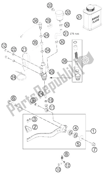 All parts for the Rear Brake Control of the KTM 690 Duke Black Europe 2011