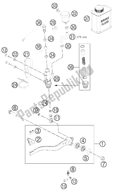 All parts for the Rear Brake Control of the KTM 690 Duke R Australia United Kingdom 2011