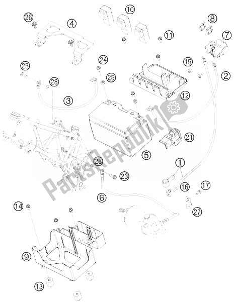 Todas as partes de Bateria do KTM 690 SMC Australia United Kingdom 2010