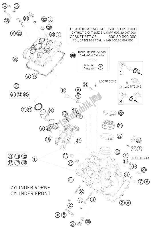 Wszystkie części do G? Owica Cylindra Z Przodu KTM 990 Super Duke R Europe 2008