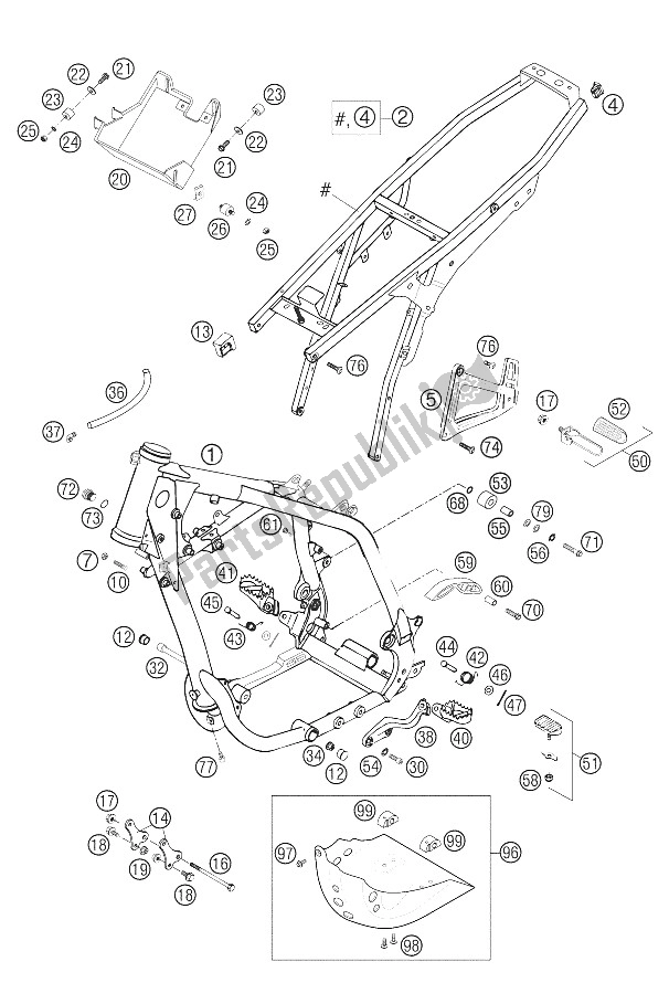 All parts for the Frame, Sub Frame of the KTM 400 LS E MIL Europe 2005