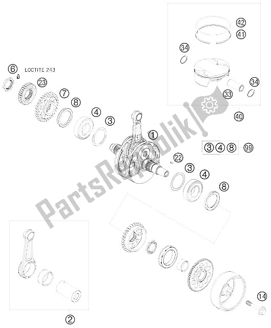 Todas las partes para Cigüeñal, Pistón de KTM 505 SX ATV Europe 2009