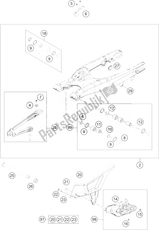 Todas las partes para Brazo Oscilante de KTM 250 EXC F Europe 2014