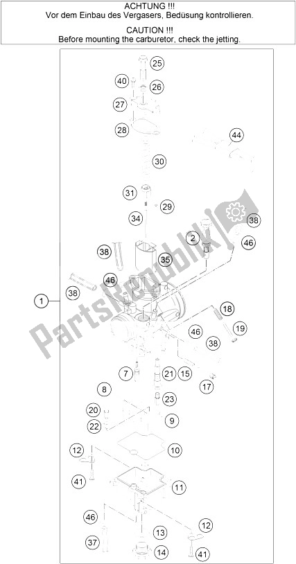 All parts for the Carburetor of the KTM 105 SX USA 2008