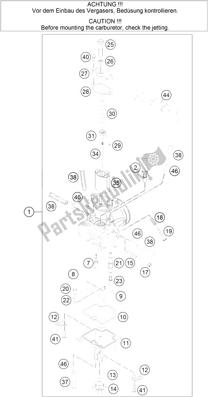 All parts for the Carburetor of the KTM 85 SX 17 14 Europe 2009