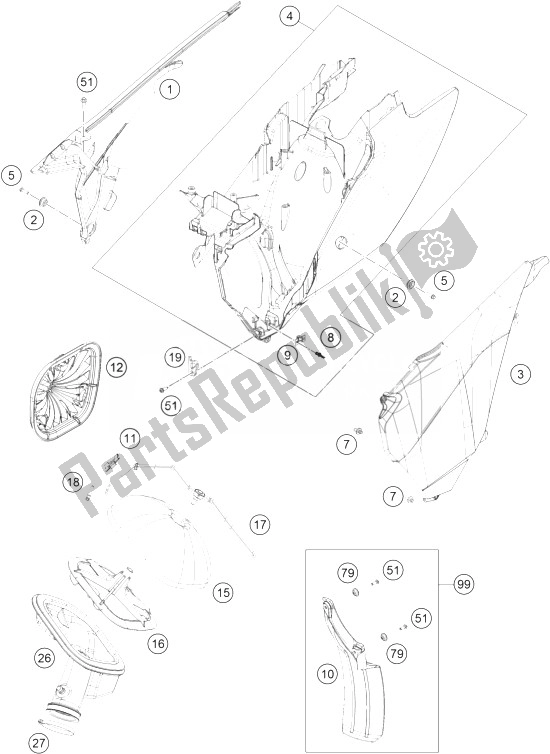 All parts for the Air Filter of the KTM 300 XC W SIX Days USA 2014