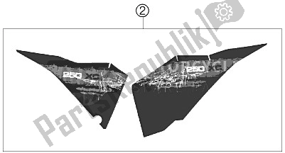 All parts for the Decal of the KTM 250 XC USA 2008