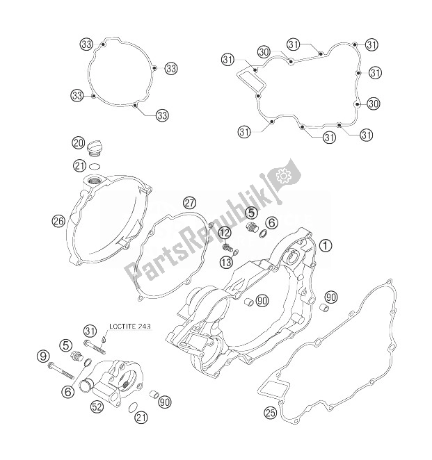 All parts for the Clutch Cover of the KTM 144 SX USA 2007