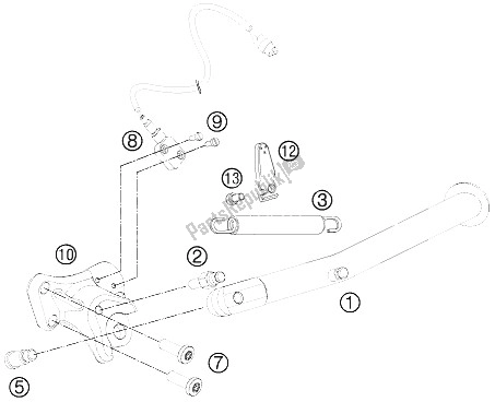 All parts for the Side Stand of the KTM 990 Superm T White ABS Australia United Kingdom 2011