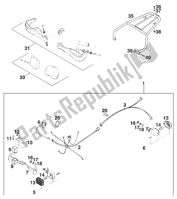 All parts for the Accessories 250/300/360 '96 of the KTM 300 EXC M O Europe 1996