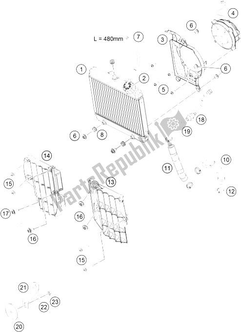 All parts for the Cooling System of the KTM Freeride 250 R USA 2015