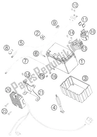 All parts for the Battery of the KTM 950 Supermoto Orange 07 USA 2007