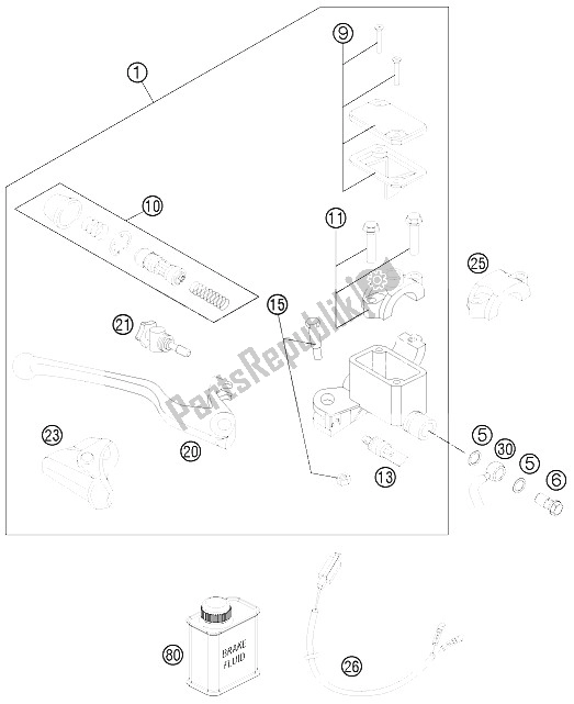 All parts for the Hand Brake Cylinder of the KTM 690 Enduro R Australia United Kingdom 2012