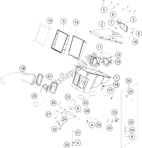 Alle onderdelen voor de Luchtfilter van de KTM 1190 Adventure ABS Grey USA 2015