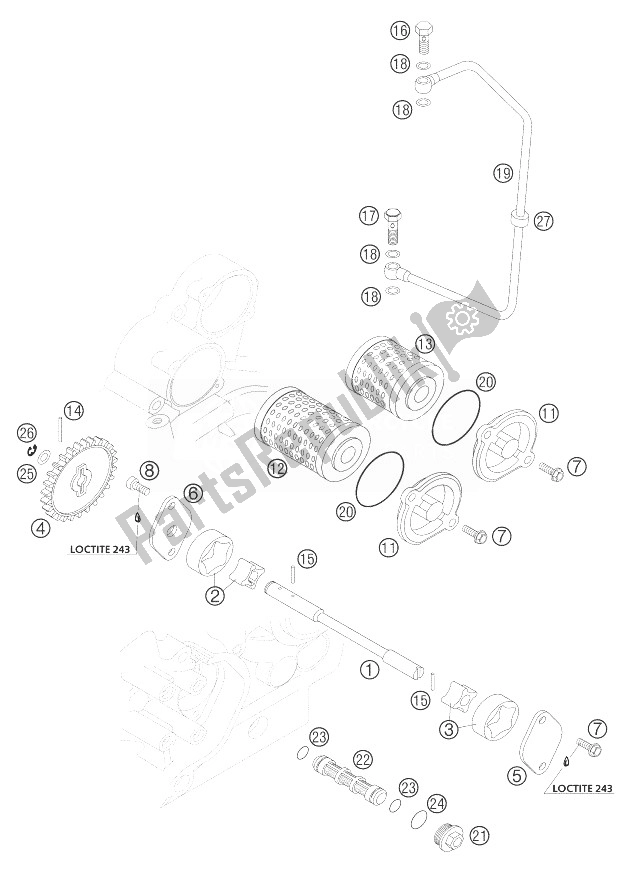 All parts for the Lubricating System of the KTM 400 EXC Racing Australia 2004