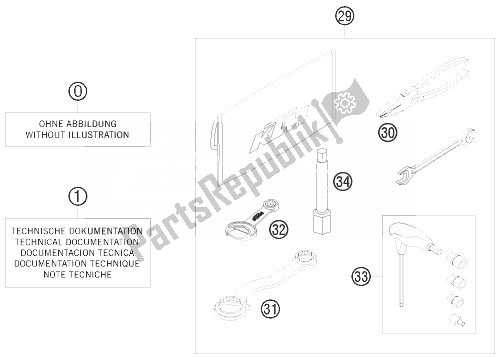 Alle onderdelen voor de Accessoireset van de KTM 250 XCF W South Africa 2010