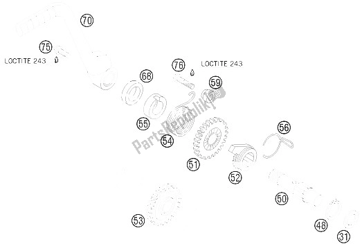 All parts for the Kick Starter of the KTM 85 SX 17 14 Europe 2008