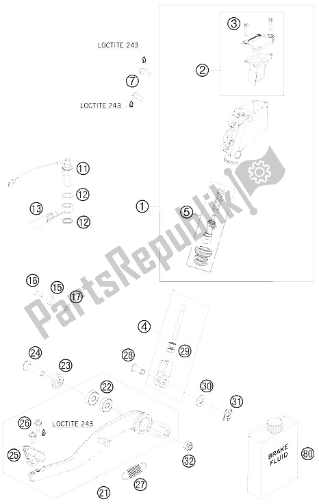 All parts for the Rear Brake Control of the KTM 990 Adventure S USA 2008