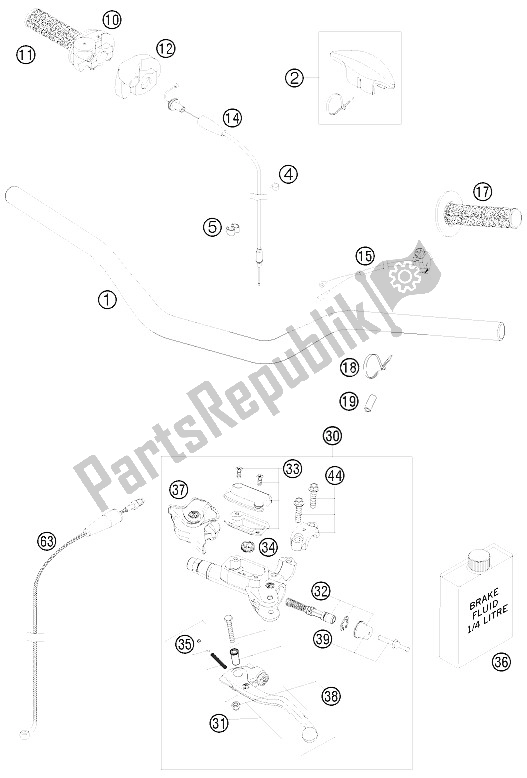 Alle onderdelen voor de Stuur, Bedieningselementen van de KTM 250 XC W South Africa 2008