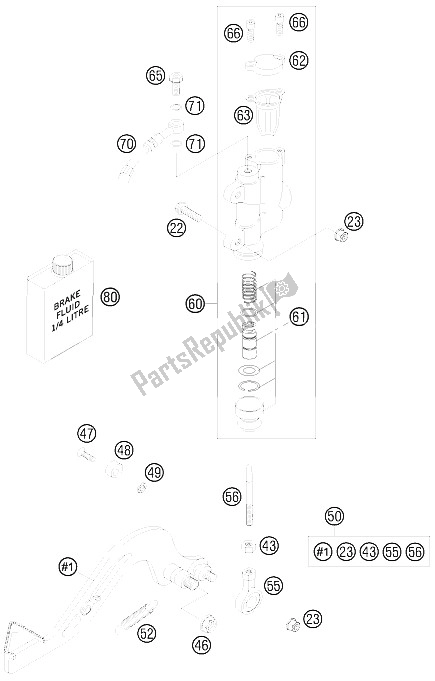 All parts for the Rear Brake Control of the KTM 65 SX Europe 6001H6 2008