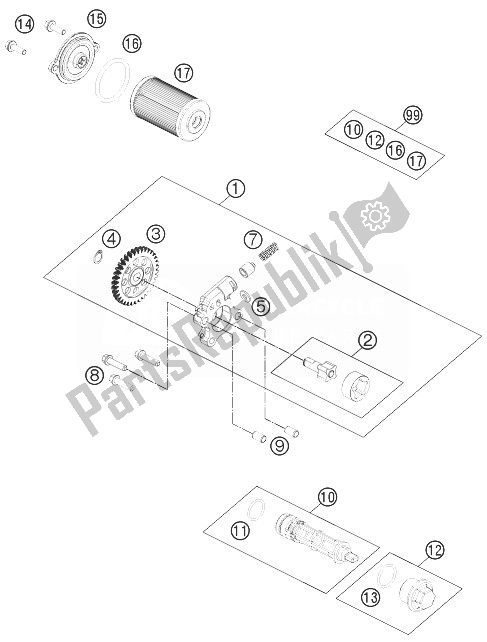 Todas las partes para Sistema De Lubricación de KTM 125 Duke White ABS Europe 2014