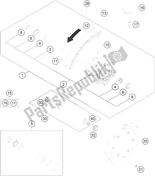 All parts for the Front Wheel of the KTM 250 SX Europe 2015