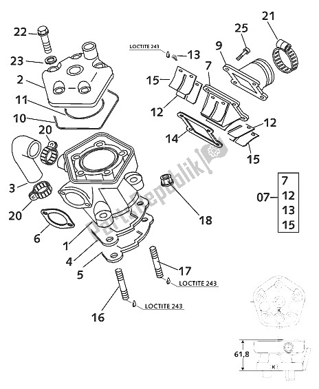 Tutte le parti per il Cilindro + Kopf 65 2001 del KTM 65 SX Europe 600115 2001